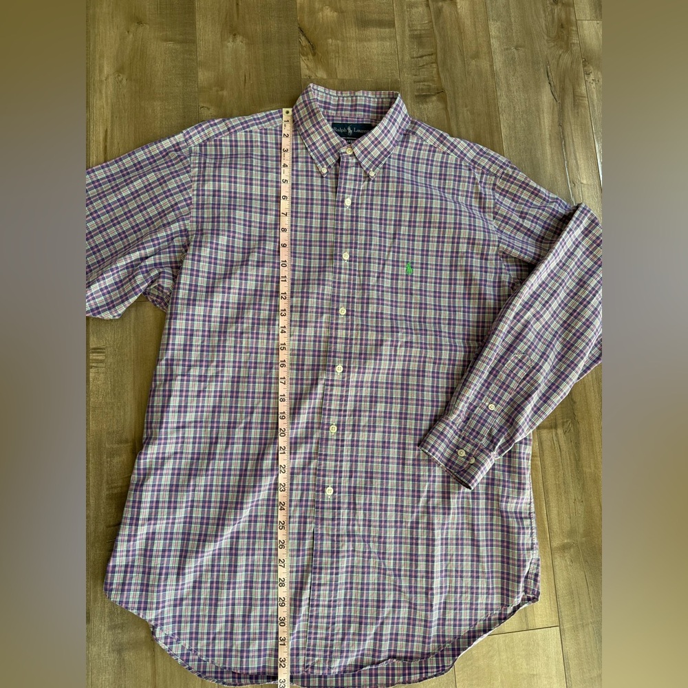 Ralph Lauren Classic Fit Long Sleeve Button Down 16.5‎ Large Purple Pink Check - Picture 6 of 8